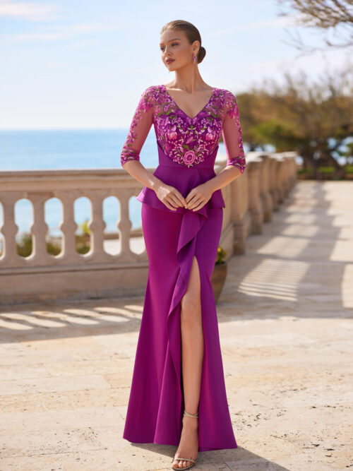 VESTIDO SIRENA CON CUERPO DE ENCAJE