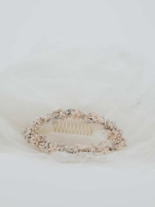 Tocado novia hoja y semillas