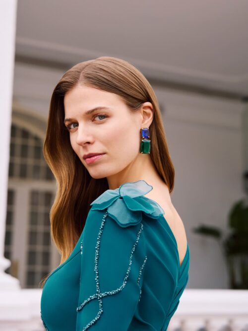 Vestido midi de crepé con drapeado